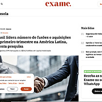 Brasil lidera n�mero de fus�es e aquisi��es no primeiro trimestre na Am�rica Latina, aponta pesquisa  Este � um trecho original publicado em Exame.com. Leia a mat�ria completa em https://exame.com/bussola/brasil-lidera-numero-de-fusoes-e-aquisicoes-no-pri